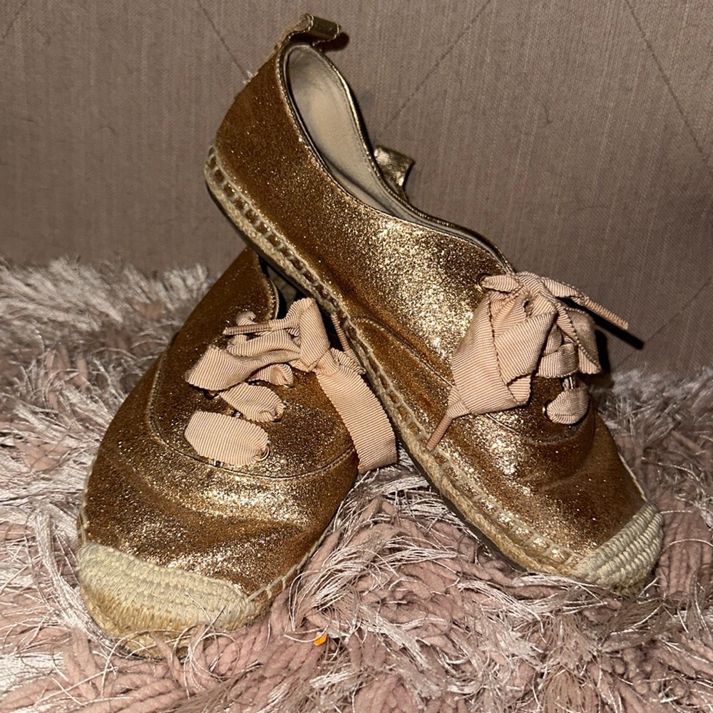 Coach Rose Gold Glitter Espadrilles